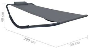 Espreguiçadeira de jardim 200x90 cm aço cinzento