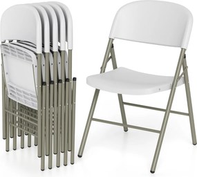 Conjunto 6 Cadeiras dobráveis de plástico para uso comercial (MESA NÃO INCLUIDA), com encosto e Estrutura metálica, para interior e exterior, escritór