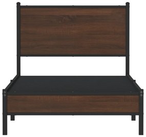 Estrutura de cama sem colchão 75x190 cm metal carvalho castanho