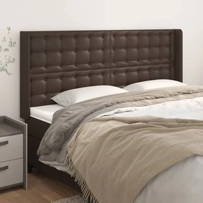 vidaXL Cabeceira cama c/ abas couro artif. 163x16x118/128 cm castanho