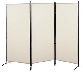 Biombo de 3 Paineis Separador de Ambientes Dobrável Biombo de Privacidade com 6 Pés de Metal 253x50x182 cm Bege