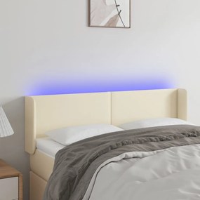 vidaXL Cabeceira de cama c/ LED 147x16x78/88 cm couro artificial crème