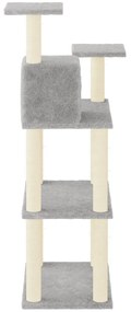 Árvore p/ gatos postes arranhadores sisal 118,5 cm cinza-claro