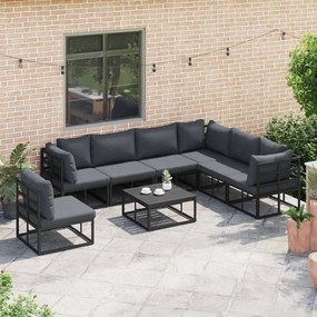 Conjunto de Sofá de Jardim 8 pcs Preto 70 x 70 x 32 cm Alumínio
