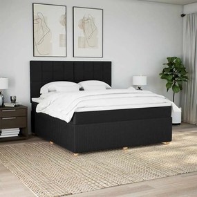 vidaXL Cama com molas/colchão 180x200 cm tecido preto