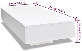 Mesa de Centro Berlim de 115cm - Branco Brilhante - Design Moderno