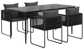 5 pcs Conjunto de jantar para jardim preto