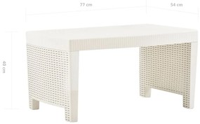 Conjunto lounge para jardim 3 pcs plástico branco