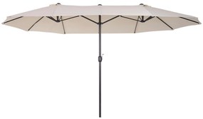 Outsunny Chapéu de Sol Duplo para Jardim 4,6x2,7x2,4m Chapéu de Sol Anti UV com Manivela para Exterior Bege