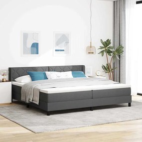 vidaXL Cama Box com colchão Cinza Escuro 200 x 200 cm Poliéster
