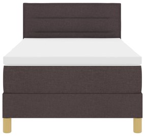 Cama Box Spring com Colchão Castanho Escuro 80x200 cm Tecido