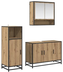 vidaXL Conjunto de Móveis para Banheiro 3 pcs Carvalho Artesanal