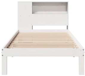 Cama com estante sem colchão 90x190 cm pinho maciço branco