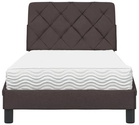 Cama com colchão 80x200 cm tecido castanho-escuro