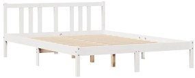 Cama sem colchão 140x200 cm madeira de pinho maciça branco
