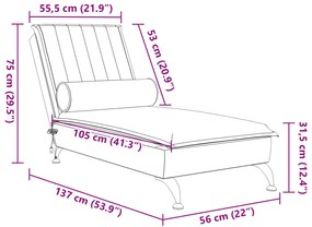 Chaise lounge de massagem com rolo tecido verde-escuro