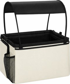 PawHut Cesto Frontal para Bicicleta 2 em 1 Portátil com Dossel, Linha de Segurança, Alça de Ombro e Bolsos Laterais 5kg | Aosom Portugal