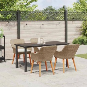 Conjunto de Jantar de 5 Peças pro Jardim em Rattan Sintético