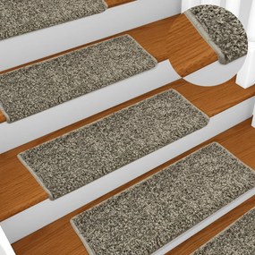 vidaXL Tapetes de escadas 10 pcs 65x21x4 cm cinzento