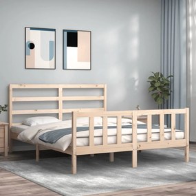 Estrutura de cama com cabeceira 160x200 cm madeira maciça