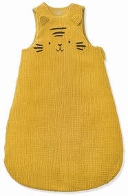 Oferta do IVA - Saco de bebé sem mangas, em gaze de algodão bio*, tema Baby Tigre amarelo medio liso com motivo
