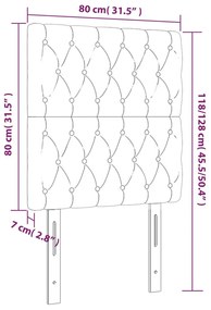 Cabeceira de cama c/ luzes LED tecido 80x7x118/128cm cor creme