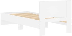 Estrutura de cama c/ cabeceira 90x190 cm deriv. madeira branco