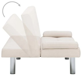 Sofá Cama Vivian - Cor Creme - Em Tecido, Estrutura em Madeira, Pernas