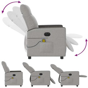 Poltrona massagens reclinável elétrica tecido cinzento-nublado