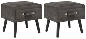 vidaXL Mesas-de-cabeceira 2 pcs 40x35x40 cm veludo cinzento