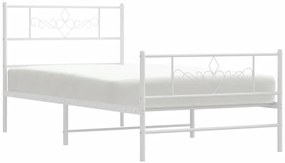 Estrutura de cama com cabeceira e pés 90x190 cm metal branco