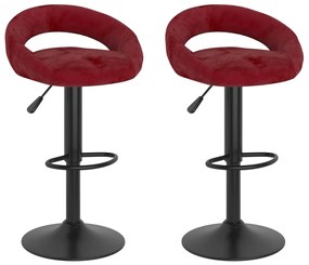 vidaXL Bancos de bar 2 pcs veludo vermelho tinto