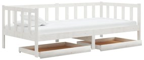 Sofá-cama com gavetas 90x200 cm pinho maciço branco