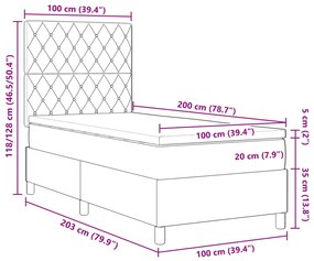 Cama Box Spring vidaXL com Colchão Preto 100x200 cm Veludo