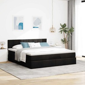 Estrutura de cama otomana com colchão 180x200 cm tecido preto