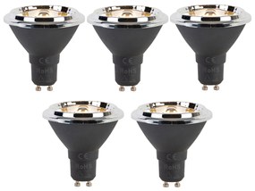 Conjunto de 5 lâmpadas LED GU10 reguláveis AR70 6W 450lm 2700K