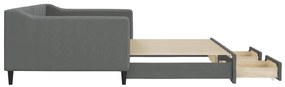 Sofá-cama c/ gavetão/gavetas 100x200 cm tecido cinzento-escuro