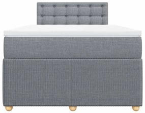 Cama boxspring com colchão 120x190 cm tecido cinzento-claro