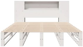 Cama com estante sem colchão 140x190 cm madeira maciça branco