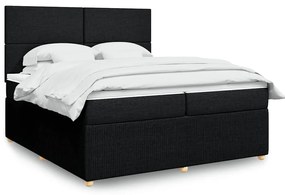 vidaXL Cama com molas/colchão 200x200 cm tecido preto