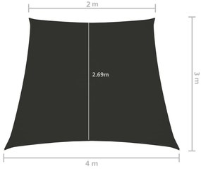 Para-sol estilo vela tecido oxford trapézio 2/4x3 m antracite