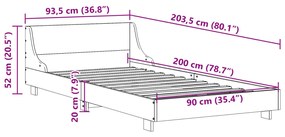 Estrutura de cama com cabeceira 90x200 cm pinho maciço