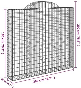 Cestos gabião arqueados 6pcs 200x50x180/200cm ferro galvanizado