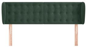 Cabeceira de cama c/ abas veludo 147x23x78/88cm verde-escuro