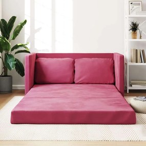 Sofá-cama sem pés 122x204x55 cm veludo vermelho tinto