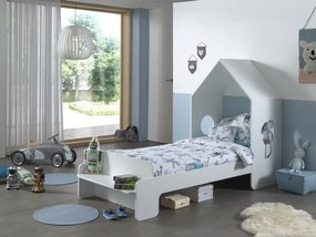 Conjunto cama infantil CASAMI (90x200) + Estrado + Estante Branco