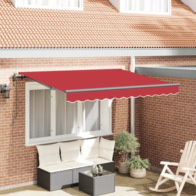 vidaXL Toldo Retrátil Vermelho 350 x 200 cm Poliéster, Alumínio