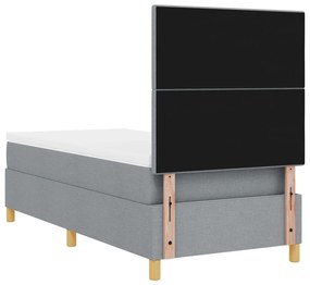 Cama Box Spring com Colchão Cinza Claro 90x200 cm Tecido