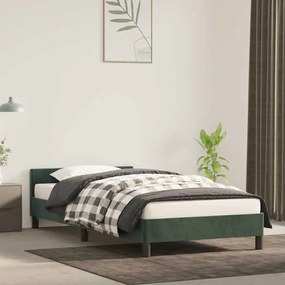 Estrutura de cama sem colchão 80x200 cm veludo verde-escuro