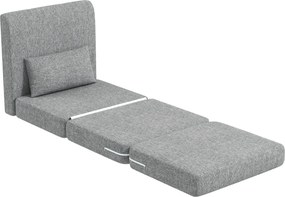Sofá chão dobrável 3 em 1 com almofada 80L x 75P x 74A cm, convertível, colchão dobrável para hóspedes, sala de estar, escritório, cinzento